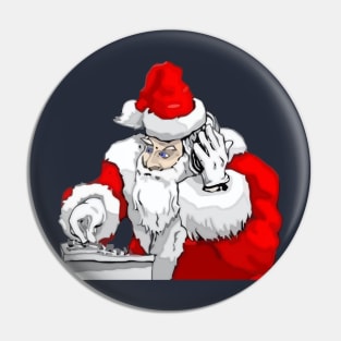 DJ Santa Claus Mixing The Christmas Party Track Pin