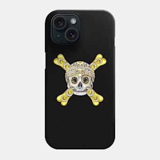 Skull and crossbone set with diamond silver and gold design. Phone Case