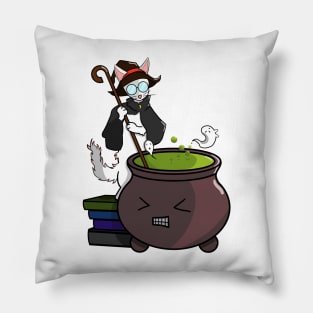 Cat Witch Making Potion Pillow