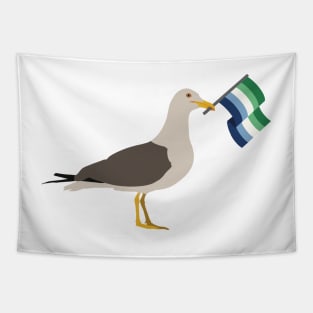 Seagull Holding Gay Male Pride Flag Tapestry