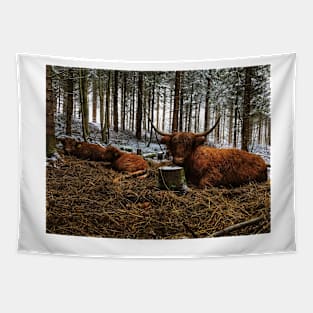 Scottish Highland Cattle Cow and Calves 1596 Tapestry