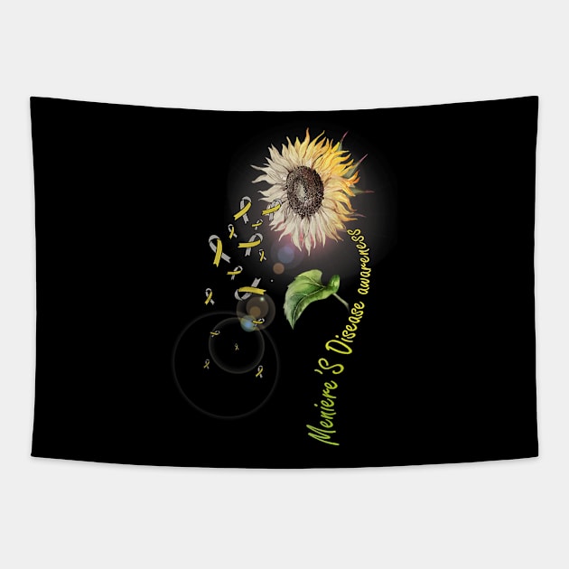 Menieres Disease Awareness Sunflower Tapestry by hony.white