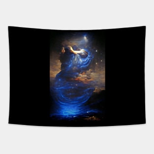 Blue Galaxy Scorching Art Style Tapestry