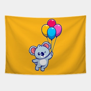 Cute koala floating with balloon Tapestry