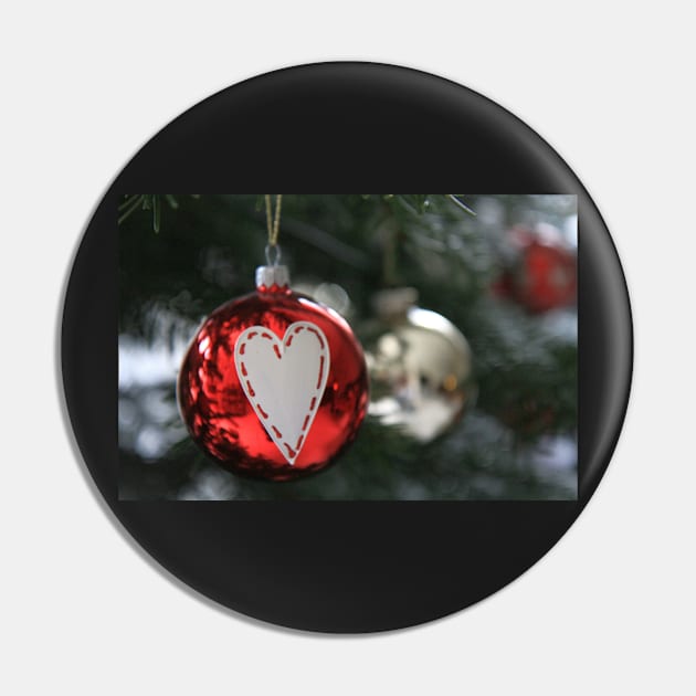 Christmas bauble with heart, red Pin by jomaot