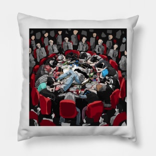 People Resting Head on Round Table Pillow