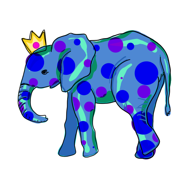 Elephant with Polka Dots and Crown by Whoopsidoodle