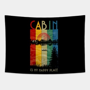 Cabin is my happy place Tapestry