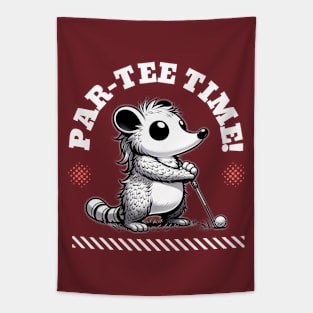 Par-Tee Time Possum Golfing Tapestry