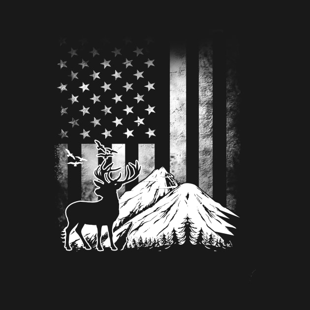 American Flag Deer Hunting by Nifty T Shirts