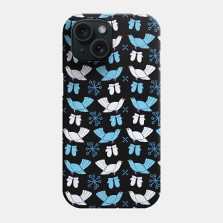 Birds with Mittens in the Snow Pattern Phone Case