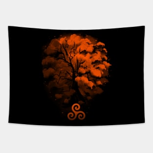 Orange Autumn Magic Tree Tapestry