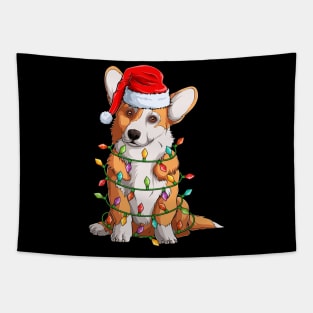 Corgi Santa Christmas Tree Lights Xmas Gift For Dog Lovers Tapestry