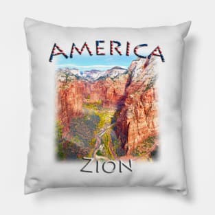 America - Utah - Zion from Angel's Landing Pillow