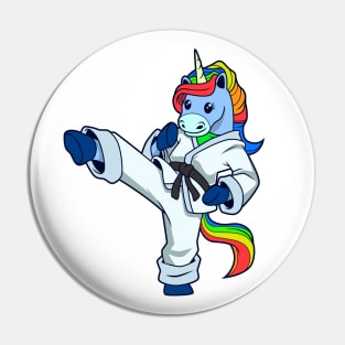 Cartoon unicorn does karate Pin