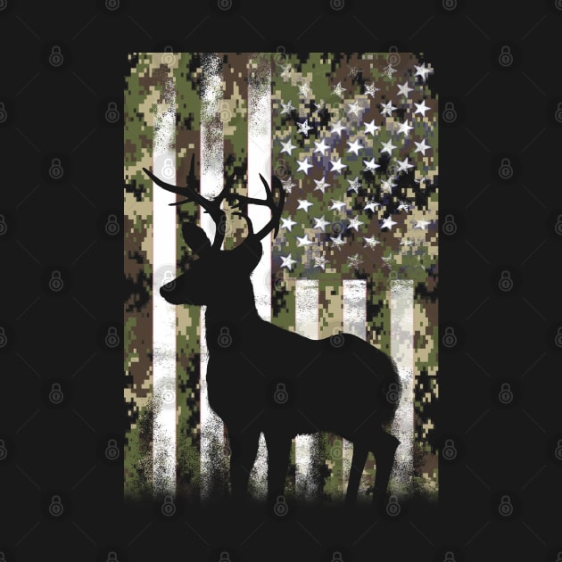 Deer Elk Buck Camouflage Camo US Flag Hunting by Dual Rogue