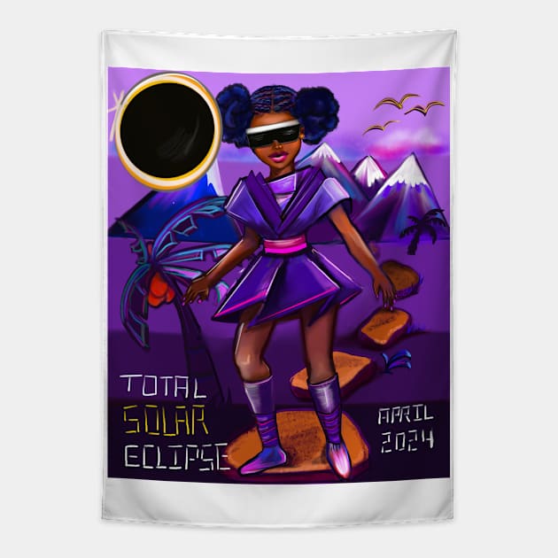 The top 10 best Black girl Total Solar Eclipse April 8 2024 Afro woman gift ideas for black girls and women Solar eclipse Tapestry by Artonmytee