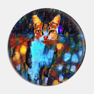 Abstract Colorful Cat Painting Pin