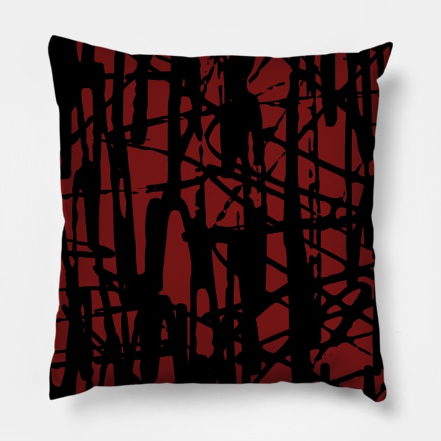 Burgundy Striped Pattern Pillow by SomebodyArts