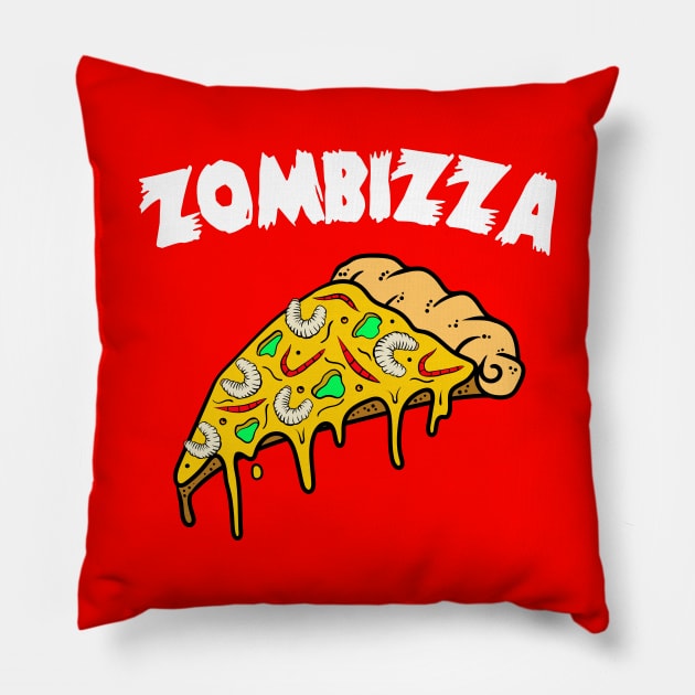 Zombizza Zombie Worms & Maggots Pizza Pillow by Print Cartel