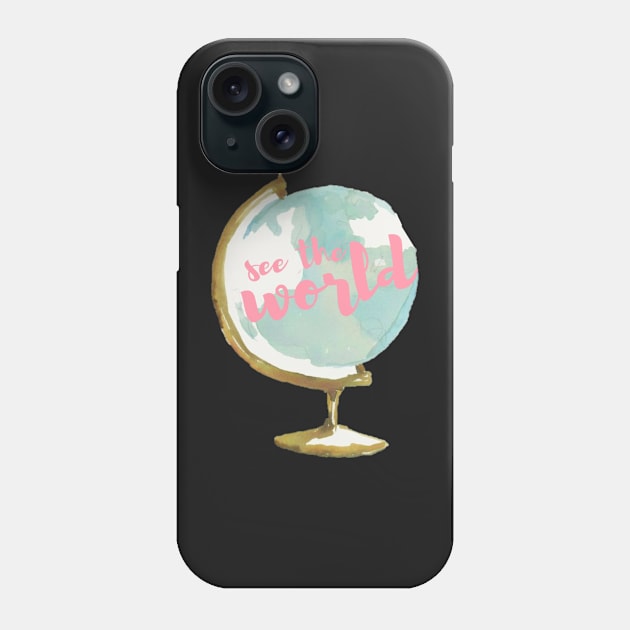 See the World Watercolor Globe Phone Case by annmariestowe