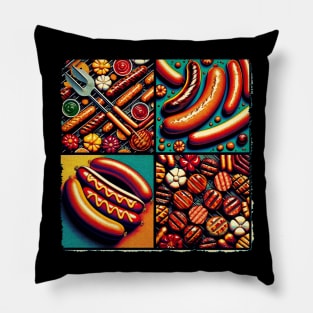 Sizzling Pop Art: Bratwurst & Sausage Extravaganza - Culinary Art Pillow