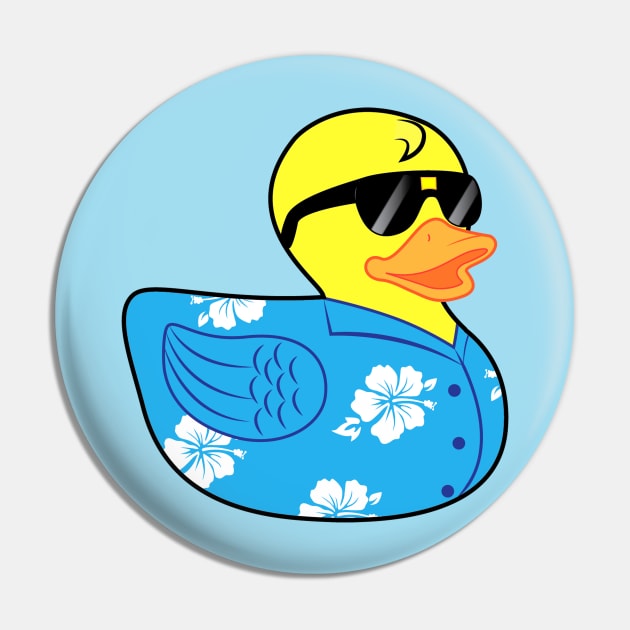 Rubber Ducky in Hawaiian Shirt with Shades Pin by PenguinCornerStore