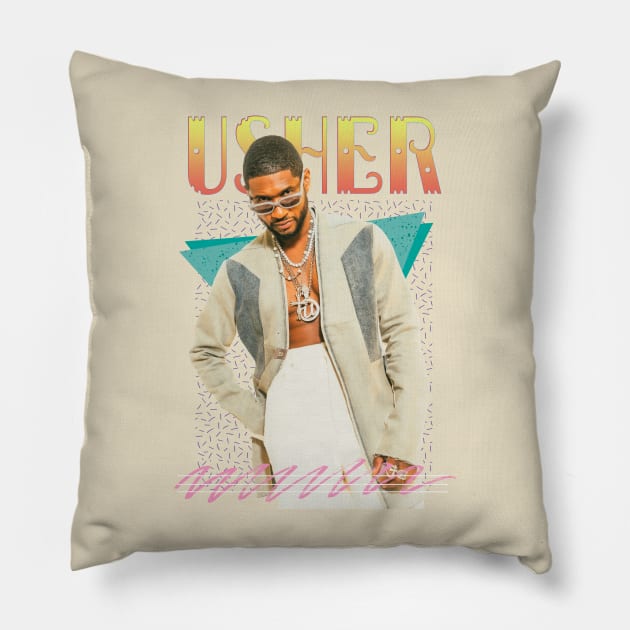 Usher Retro Aesthetic Fan Art Pillow by Piomio