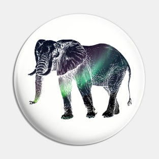 Aurora Borealis African Elephant Silhouette Pin