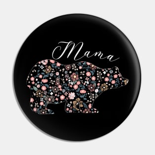 Mama Bear Floral Mom Graphic Design Pin