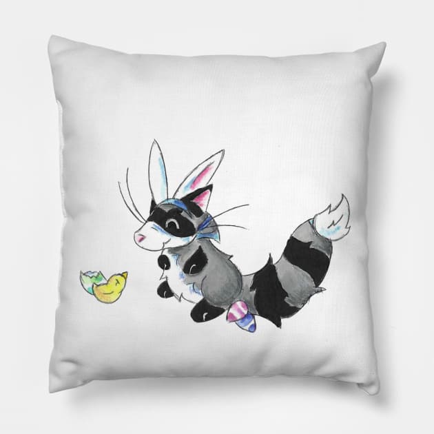 Bunny in a Mask Pillow by KristenOKeefeArt