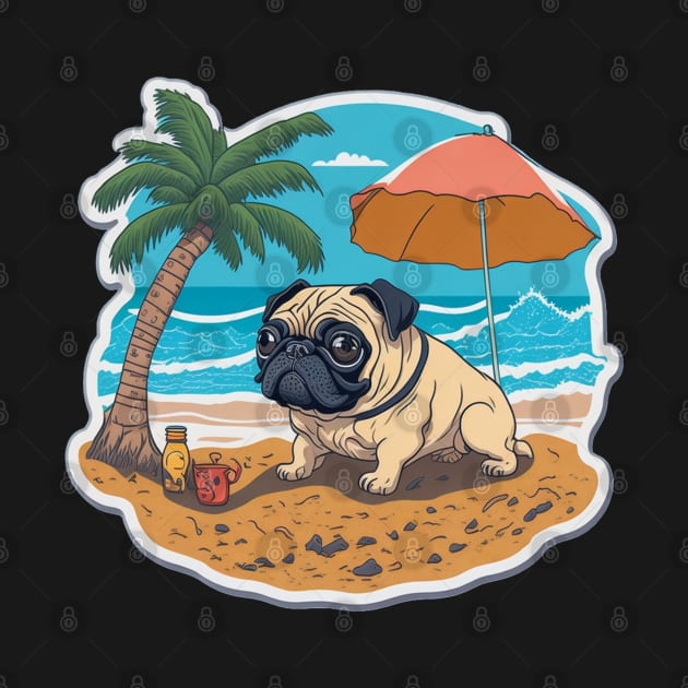 Pug on vacation by MrPug