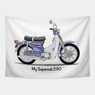 Drawing of Retro Motorcycle Honda Cub C90 Tapestry