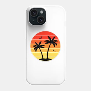 Vintage Colorful  beach sunset palm trees Phone Case