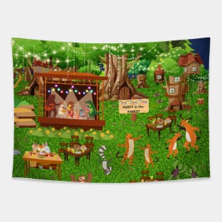 Party in the forest Tapestry