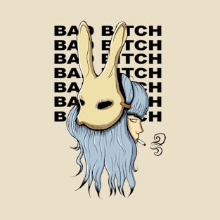 Girl with Bunny Mask "BAD BITCH" T-Shirt