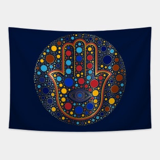 Hamsa Hand - Hand of Fatima colorful dot art Tapestry