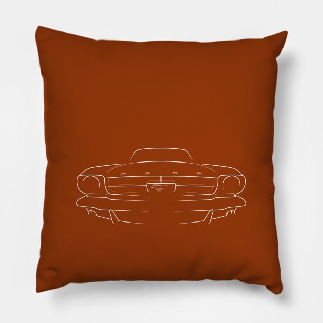 1965 Ford Mustang - front stencil, white Pillow by mal_photography