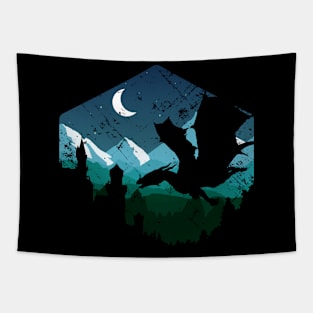 Dragon Castle Night Sky Tapestry