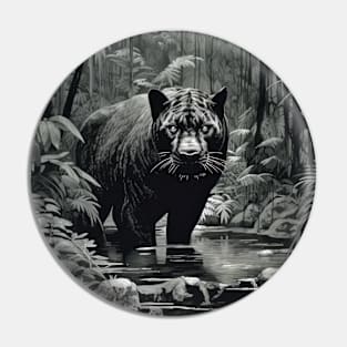Panther Animal Predator Wild Nature Ink Sketch Style Pin