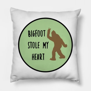 Bigfoot Stole My Heart Moss Green Pillow