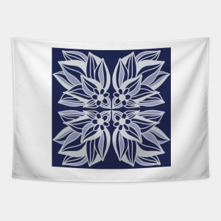 Symmetrical Purple and White Flower Design Tapestry