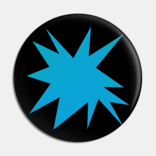 Funky Comic Zine Style Halftone Blue Burst Pin