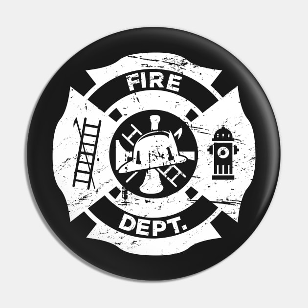 Distressed Firefighter Logo Pin by MeatMan