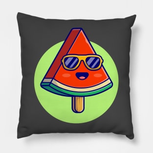 Cute Watermelon Popsicle Cartoon Vector Icon Illustration Pillow