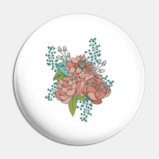 Moody Florals - Teal Pin