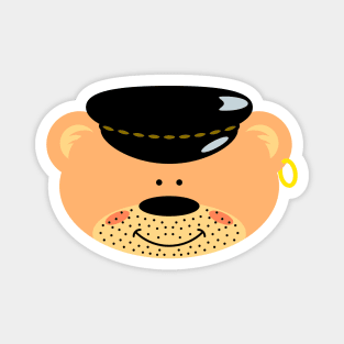 Teddy bear with Leather Cap and Earring Magnet