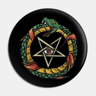 Satanic Pentagram Ouroboros T-Shirt Pin