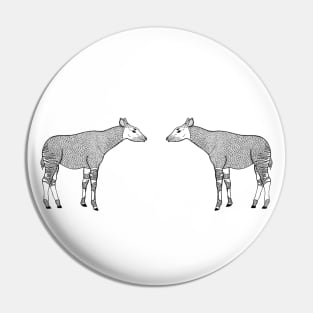 Okapis in Love - hand drawn animal design Pin