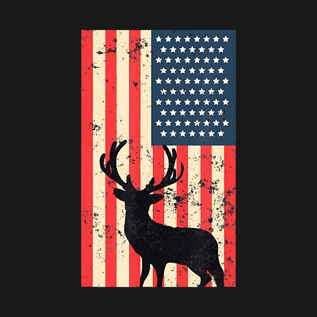 American Patriot Distressed USA Flag Deer Hunting Gift by prunioneman